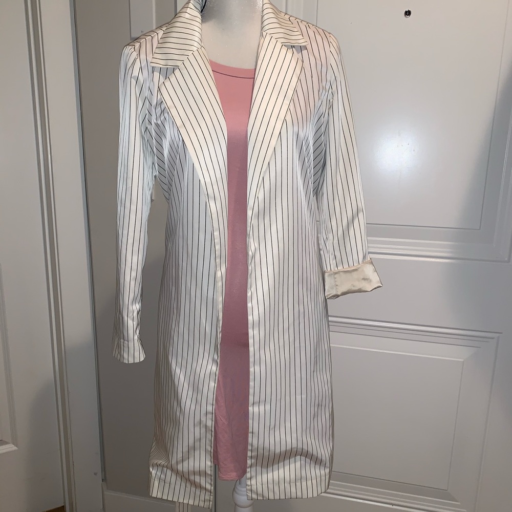 GANT RUGGER SMALL STRIPPED LONG BLAZER DUSTER
